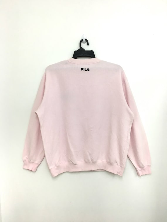 Rare FILA Sweatshirt Pull Logo Brod Couleur Rose P le LL Taille