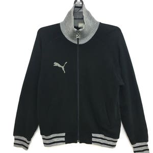 Angebot!! Vintage 90er Jahre PUMA Sweatshirt Jacke Voller Reißverschluss Schwarz Große Größe auf Etikett
