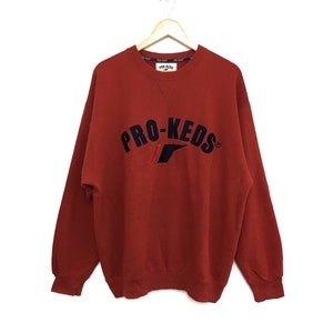 Vintage PRO-KEDS Sweatshirt Spellout Big Logo CrewNeck 3L size on tag