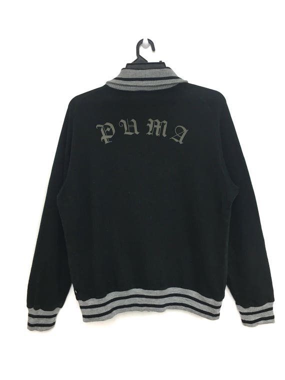 Sale Vintage 90s PUMA Sweatshirt Jacket Full Zipper Black Color Large Size on Tag Etsy Australia