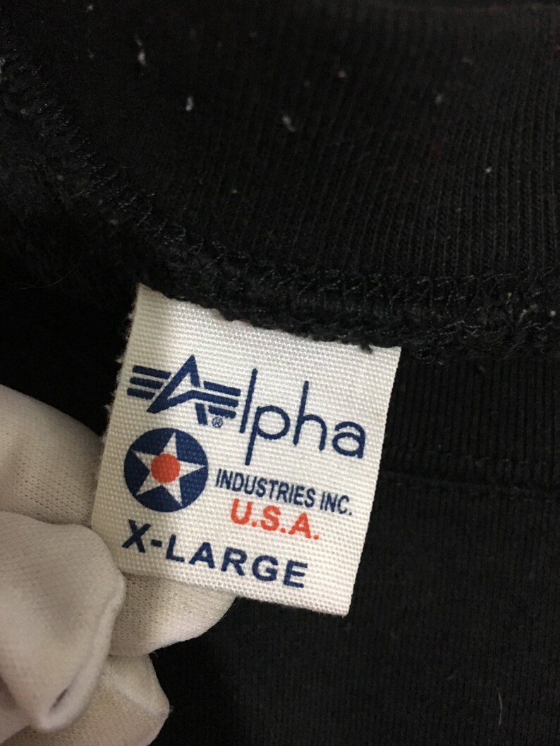 Sale ALPHA INDUSTRIES Inc Sweatshirt Pullover Medium Size Black Color image 4