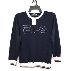 Deadstock With Tag FILA Sweatshirt Jumper Longsleeve Pullover Big Logo Navy Blue Color