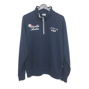 On Sale FILA Sweatshirt Half Zipper Navy Blue Color Large Size Excellent Condition