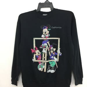 Rare!! Vintage 90&#39;s Disney California Sweatshirt Jumper Medium Size on tag Black Color Nice Design