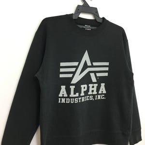 Sale ALPHA INDUSTRIES Inc Sweatshirt Pullover Medium Size Black Color image 2