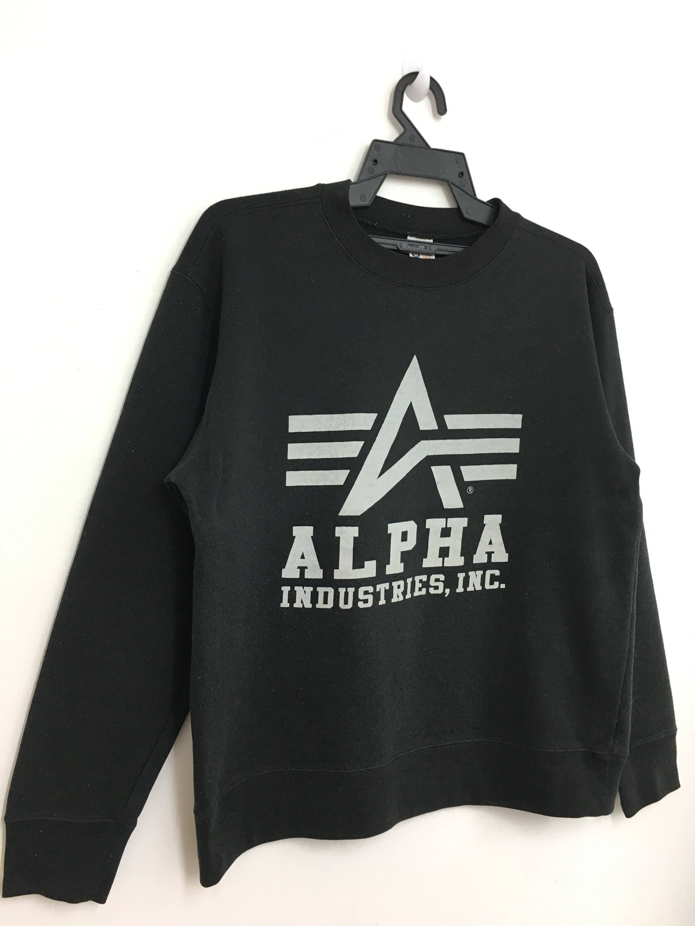 Sale ALPHA INDUSTRIES Inc Sweatshirt Pullover Medium Size Black Color - Etsy