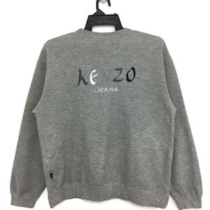 Sale!! Vintage 90s KENZO JEANS Sweatshirt Pullover Embroidered Logo Grey Color