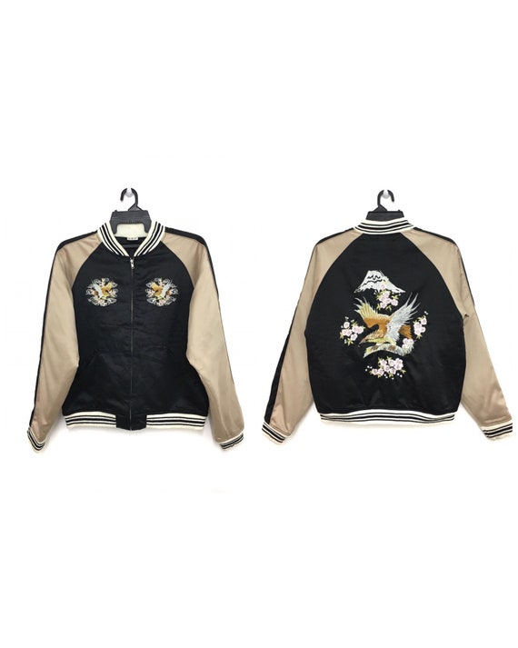 Vintage SUKAJAN Japanese Jacket Embroidery Eagle … - image 1