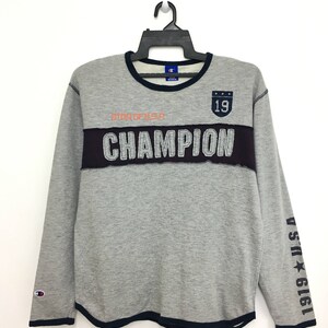 Selten!! Vintage CHAMPION Sweatshirt Longsleeve Spellout Mittlere Größe Grau Farbe