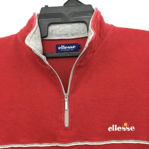 vintage ELLESSE Sweatshirt Half Zipper Long Sleeve Jumper Petite Taille sur étiquette