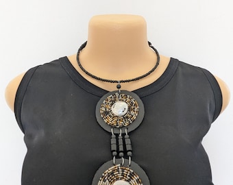 Handmade Beaded Leather Necklace: Colorful African Tribal Jewelry