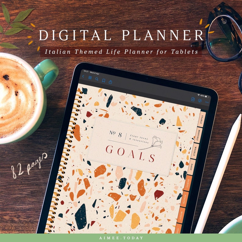 Digital Planner with Summer in Tuscany theme for Goodnotes and Notability on iPad and tablets 