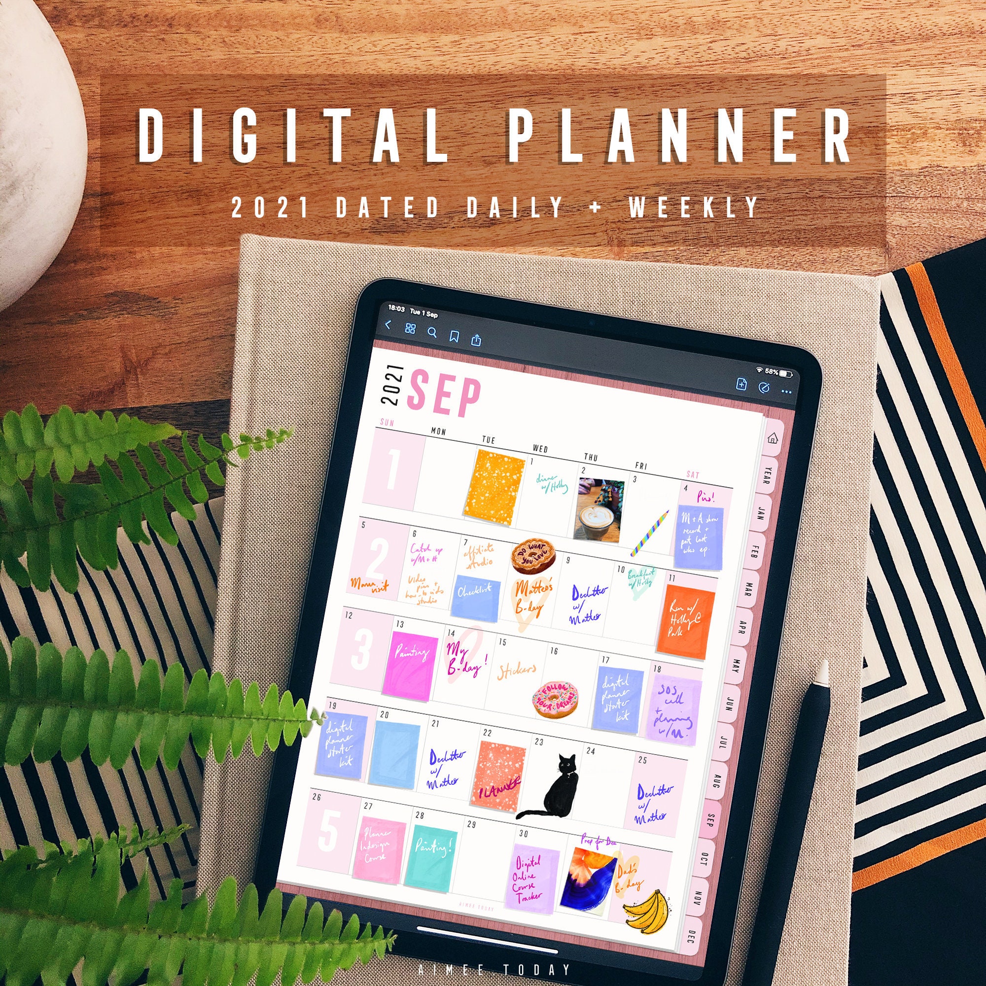 2021 Digital Planner For Ipad Tablets To Use In Goodnotes Etsy
