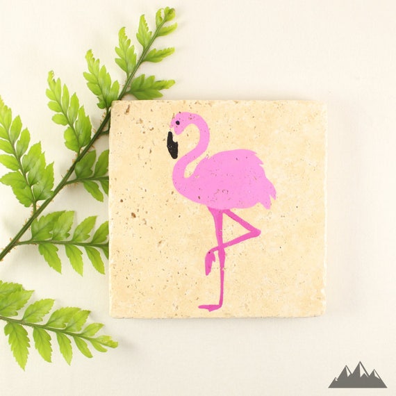 Set of 10 Acrylic customised coasters Wedding coasters Pink Flamingo