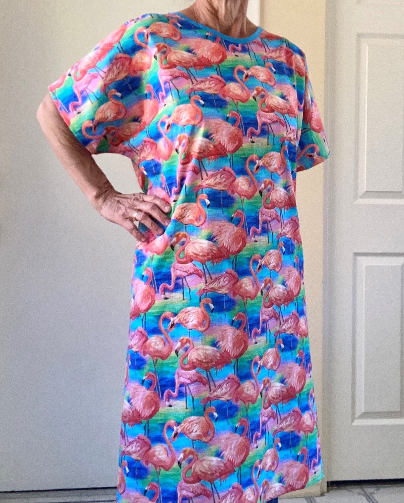 Adult Hospital Gown. Dolphins, Butterflies, Flowers, Flamingos, Dog P…