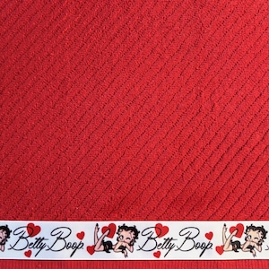 Betty Boop Red Kitchen Hand Towel. 16 x 26 inches long. 100% Cotton. Machine Washable. Whole Lotta Heart