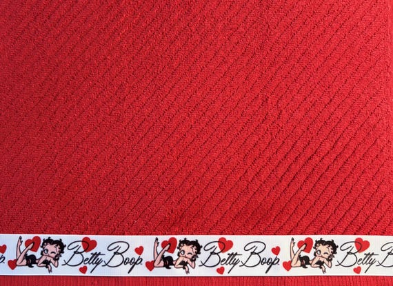 Betty Boop Red Kitchen Hand Towel.  16 x 26 inches long. 100% Cotton. Machine Washable.