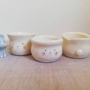 Handmade ceramic bunny rabbit egg cup holder hand thrown pottery gift for lover of bunnies ONLY one individual character with tail left image 5