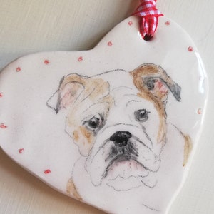 Ceramic British boxer dog decoration Hand painted pottery hanging ornament Dog lovers gift idea one of a kind unique gift image 4