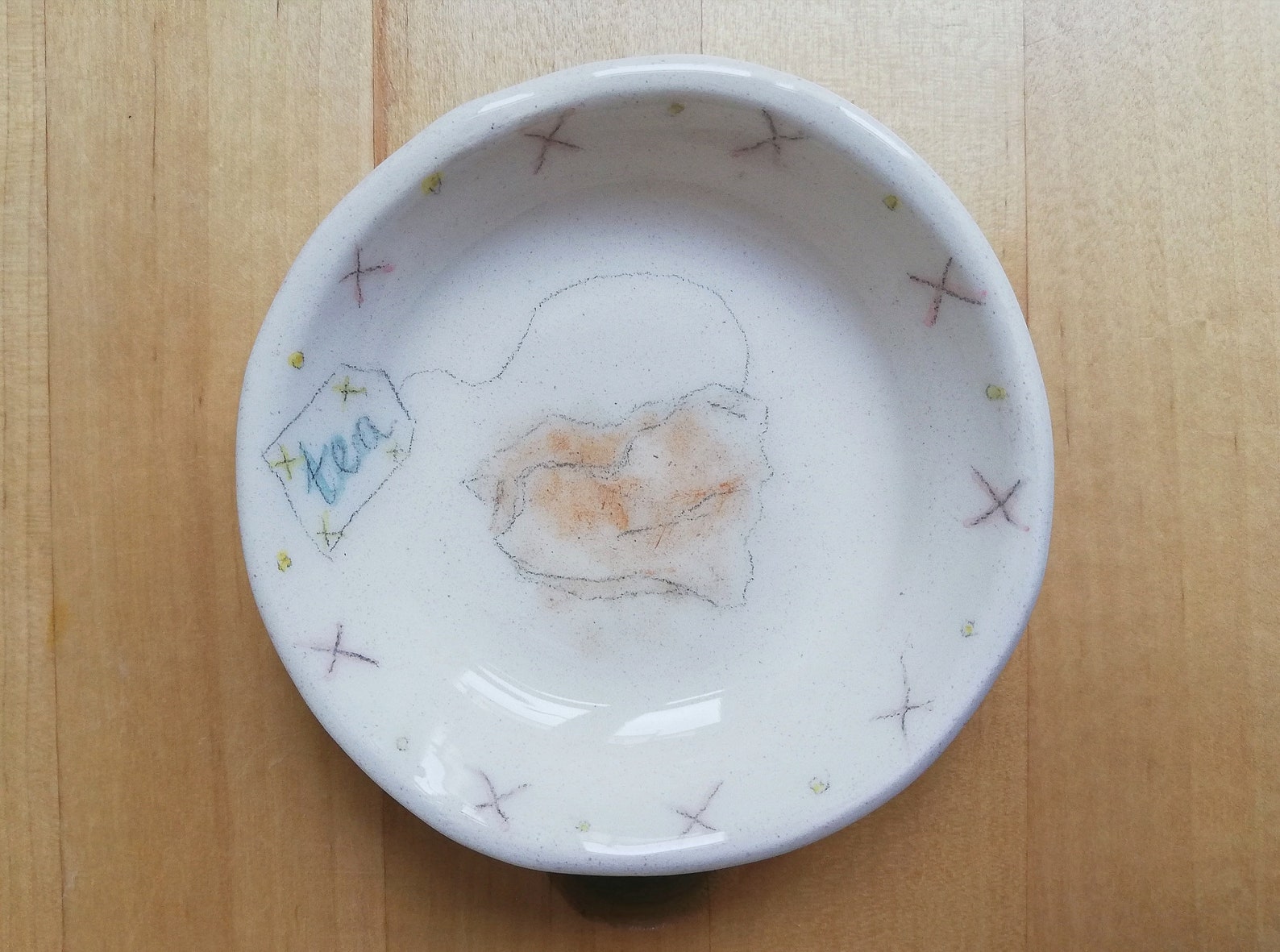 Ceramic tea bag rest used teabag dish hand painted pottery Etsy