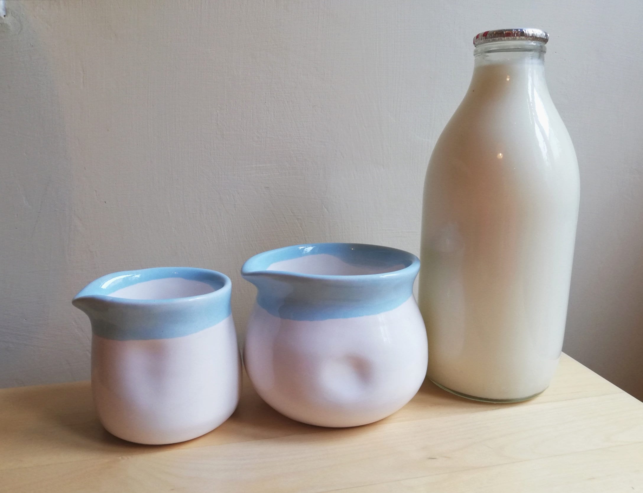 Ceramic Milk Jug or Creamer in White & Blue Glaze. Handmade Etsy