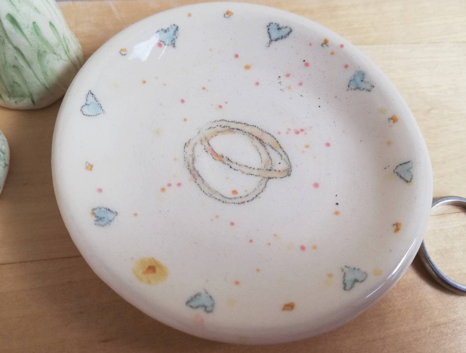 Ring Dish Holder Handmade Ceramic Ring Rest With Painted Wedding Engagement & Rings Stocking Filler Gift Day Present