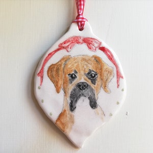 Ceramic British boxer dog decoration Hand painted pottery hanging ornament Dog lovers gift idea one of a kind unique gift image 2
