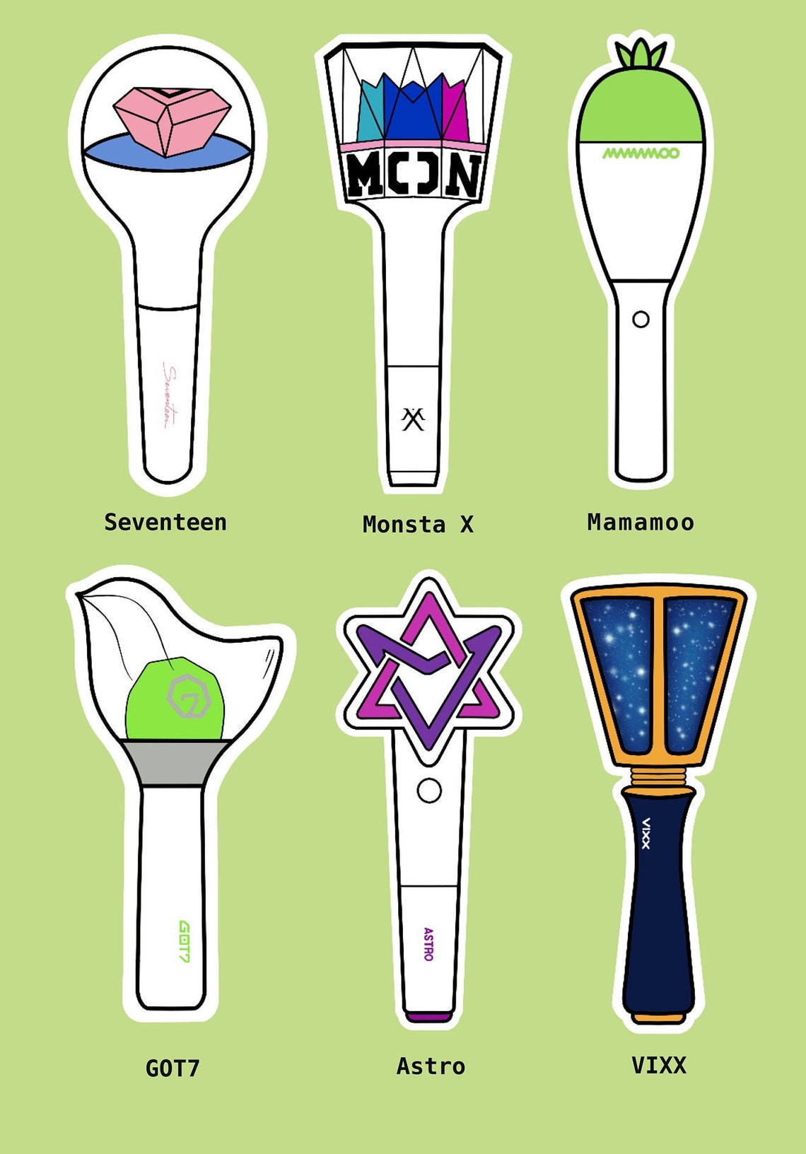 Kpop Lightstick Sticker Pack 2in / 5cm / Light Stick Fan Etsy