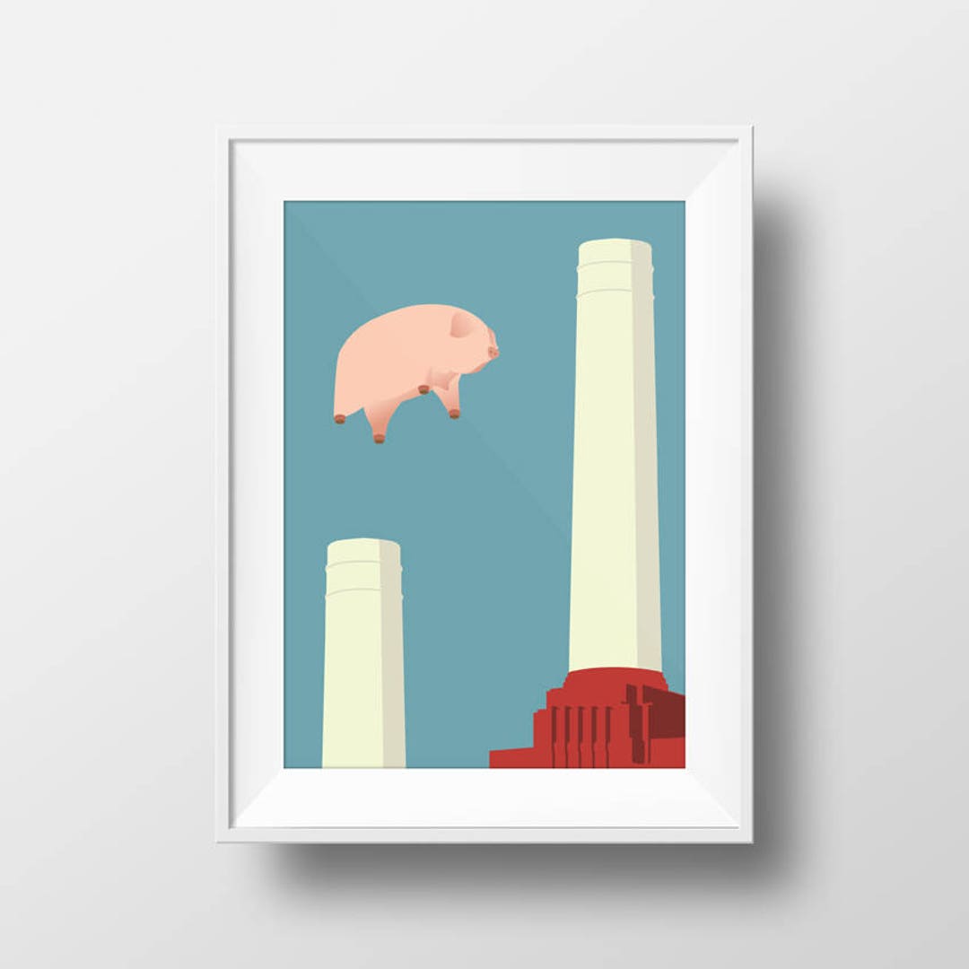 Pink Floyd Poster Print 'pigs on the Wing' Animals Graphic Art Wall Art