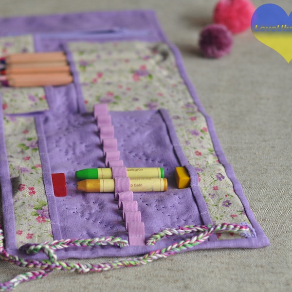 2-in-1 crayon and pencil roll, large pencil case, artist pencil case, pencil roll, pencil holder, pencil case, pencil case for pens