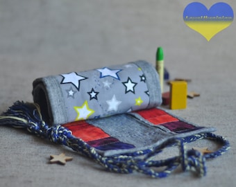 Crayon case, crayon gift, crayon art, crayon roll holder, crayon holder, canvas crayon roll, crayon roll, stockmar crayon case