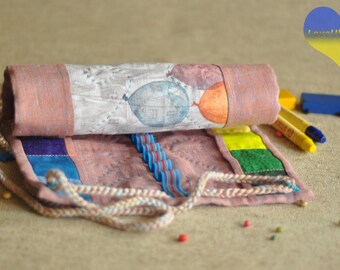 Crayon Holder, Crayon Roll, Crayon Art, Steiner Waldorf, Waldorf Crayon Roll, Crayon Tote, Crayon Gift, Crayon Case, Crayon Wallet