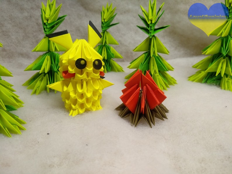 Origami Animal Hanging Origami Origami Pikachu Pokemon Origami Home Decor 3d Origami Origami Pokemon Modular Origami Origami Nursery