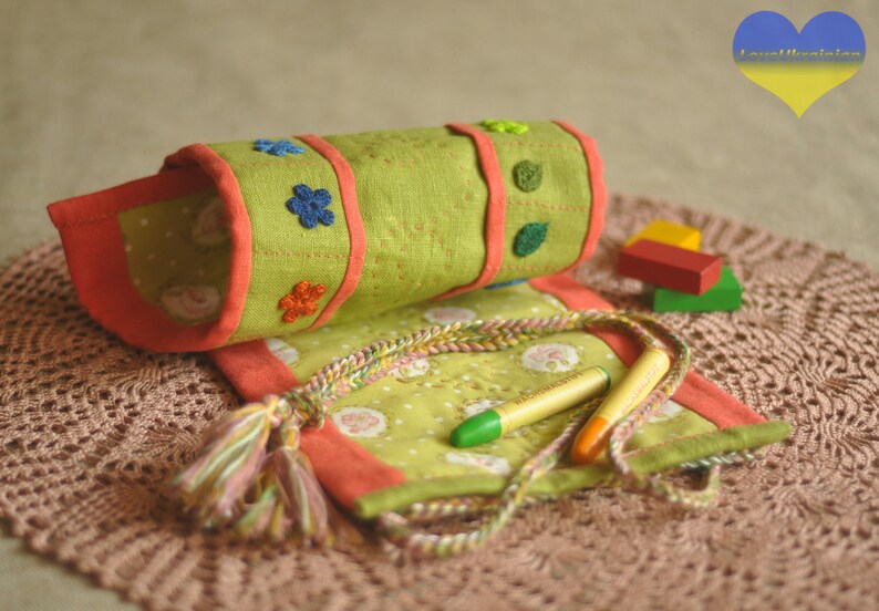 Crayon Roll up, Crayon Caddy, Crayon Roll Wrap, Waldorf Crayon Roll, Stiftemäppchen, Stockmar Crayon Case, Crayon Storage, Crayon Caddy image 3