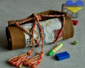 Crayon Roll up, Crayon Keeper, Crayon Tote, Crayon Case, Crayon Gift, Waldorf Crayon Roll, Stockmar Crayon Case, Crayons, Crayon Holder