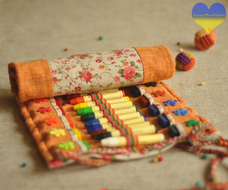 Crayon Holder Waldorf Crayon Roll Montessori School Crayon Etsy