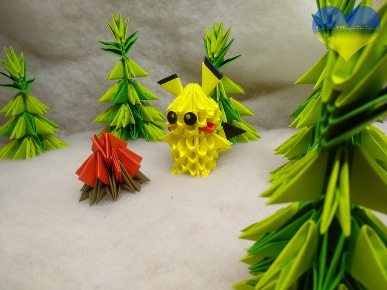 Origami Animal Hanging Origami Origami Pikachu Pokemon Origami Home Decor 3d Origami Origami Pokemon Modular Origami Origami Nursery