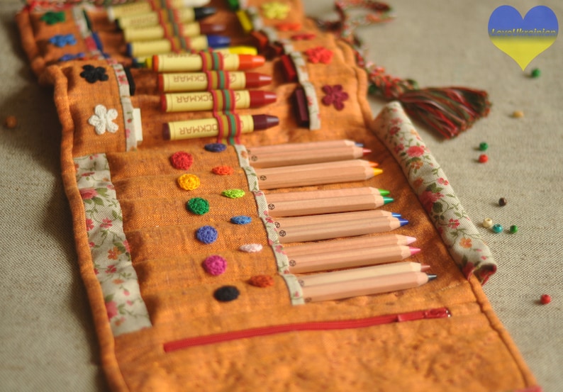 Crayon Holder Waldorf Crayon Roll Montessori School Crayon Etsy