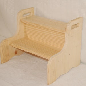 Unfinished Child's Step Stool with Cut Out Handles