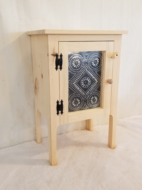 Unfinished Pine Night Stand W Tin Accent Door Measures 18 Etsy