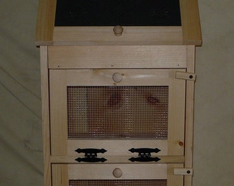 Unfinished Veggie Bin with Bread Box with Punched Tin Decorative Door