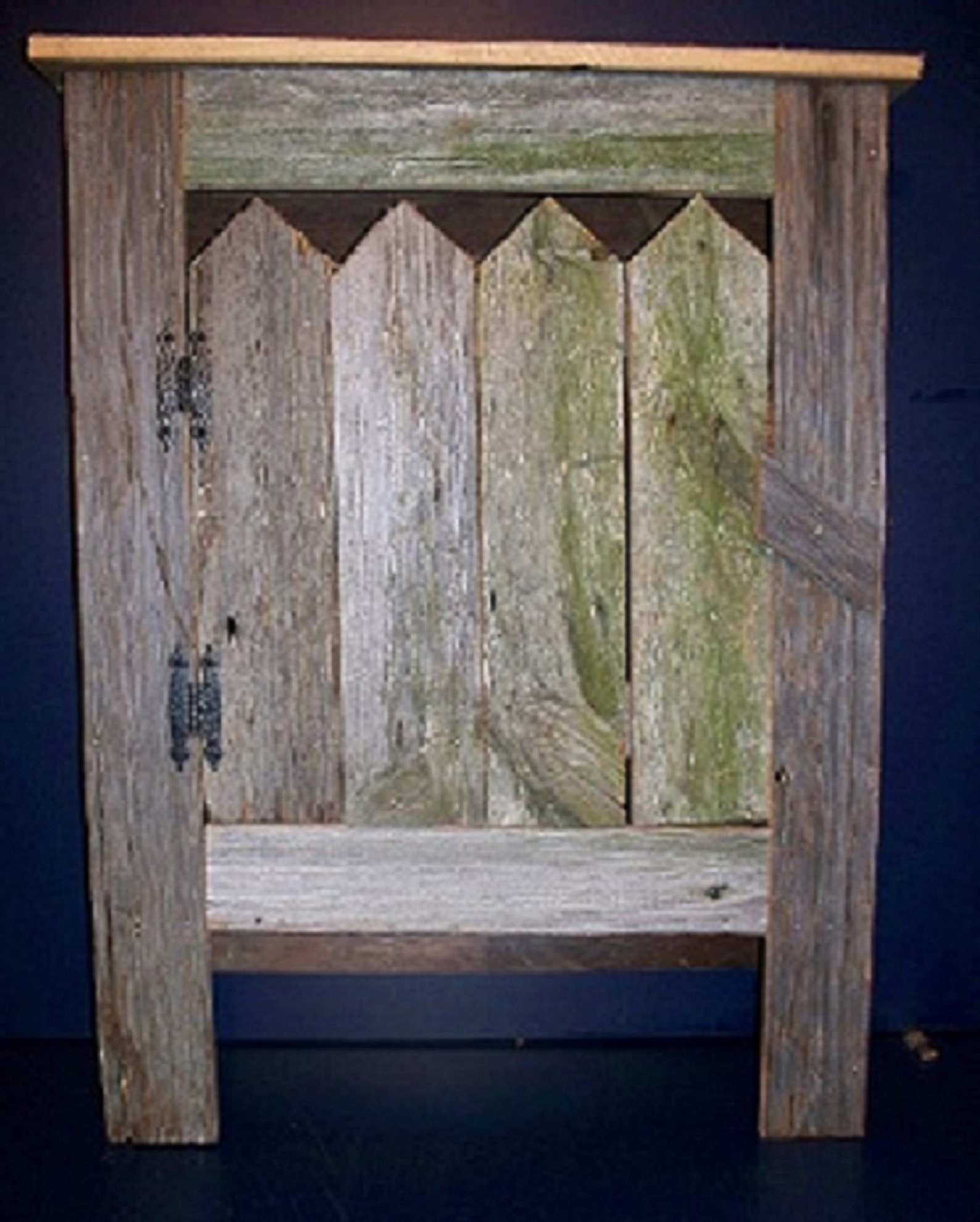 Handcrafted Old Barn Wood With Picket Fence Door. Measures 29t