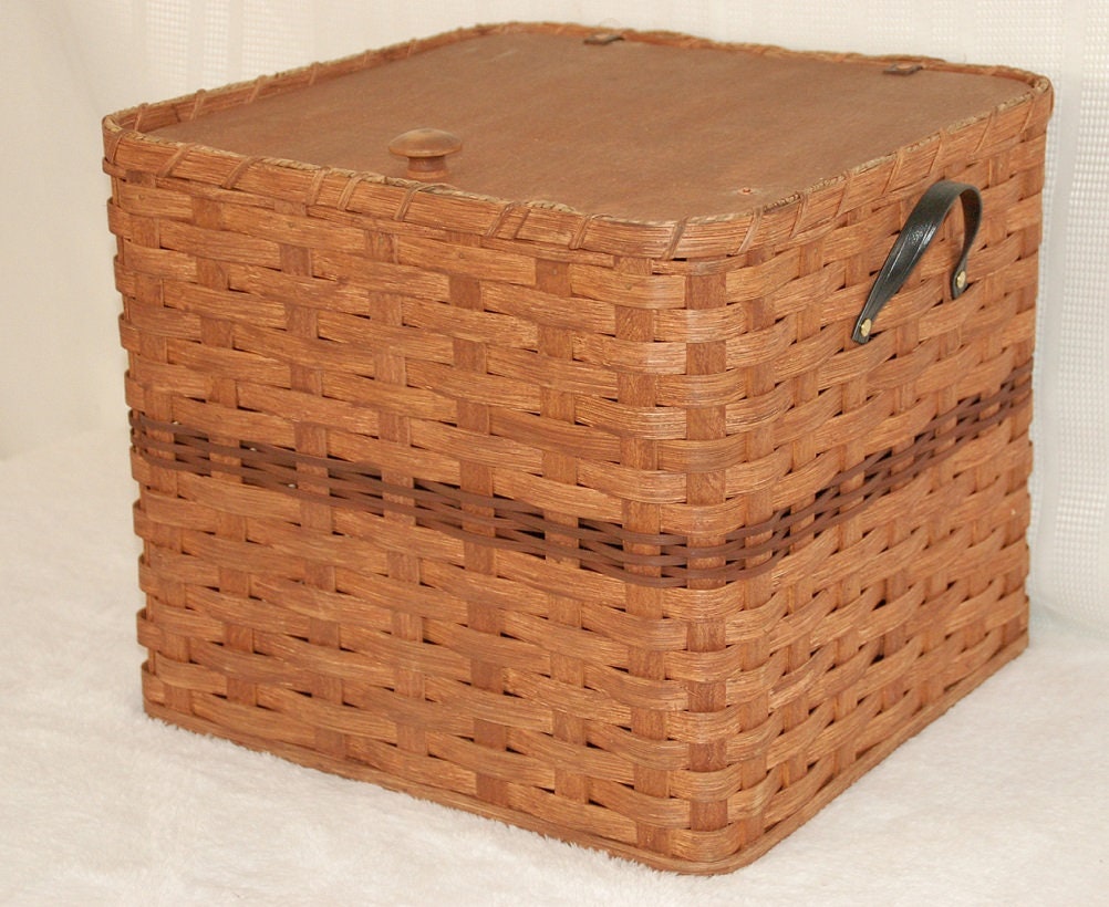 Kenzie's Kreations Storage Cube Basket With Wooden Lid. Etsy