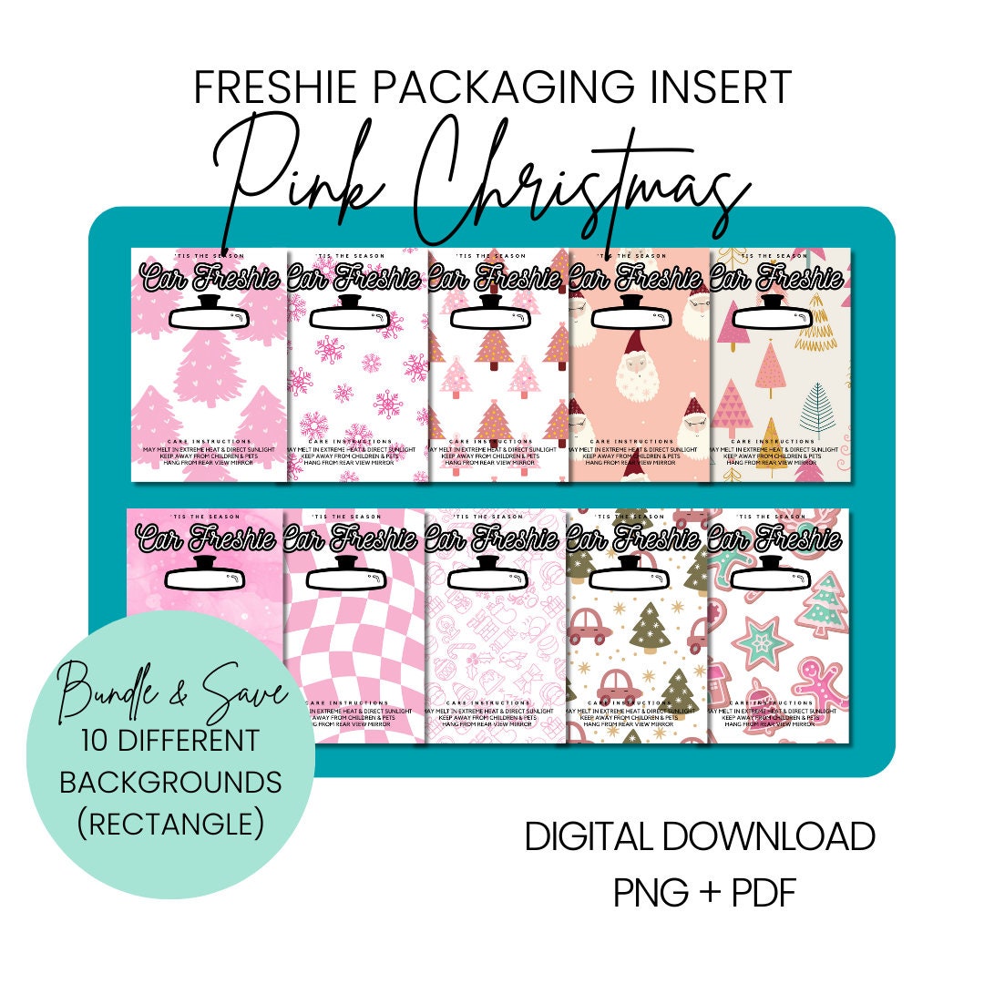 Pink Christmas Car Freshie Packaging Digital Download Car Etsy