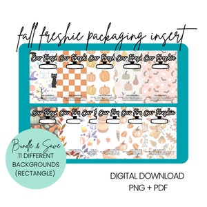 Fall Car Freshie Packaging Digital Download, Rectangle Car Freshie Bag Insert Instant Download