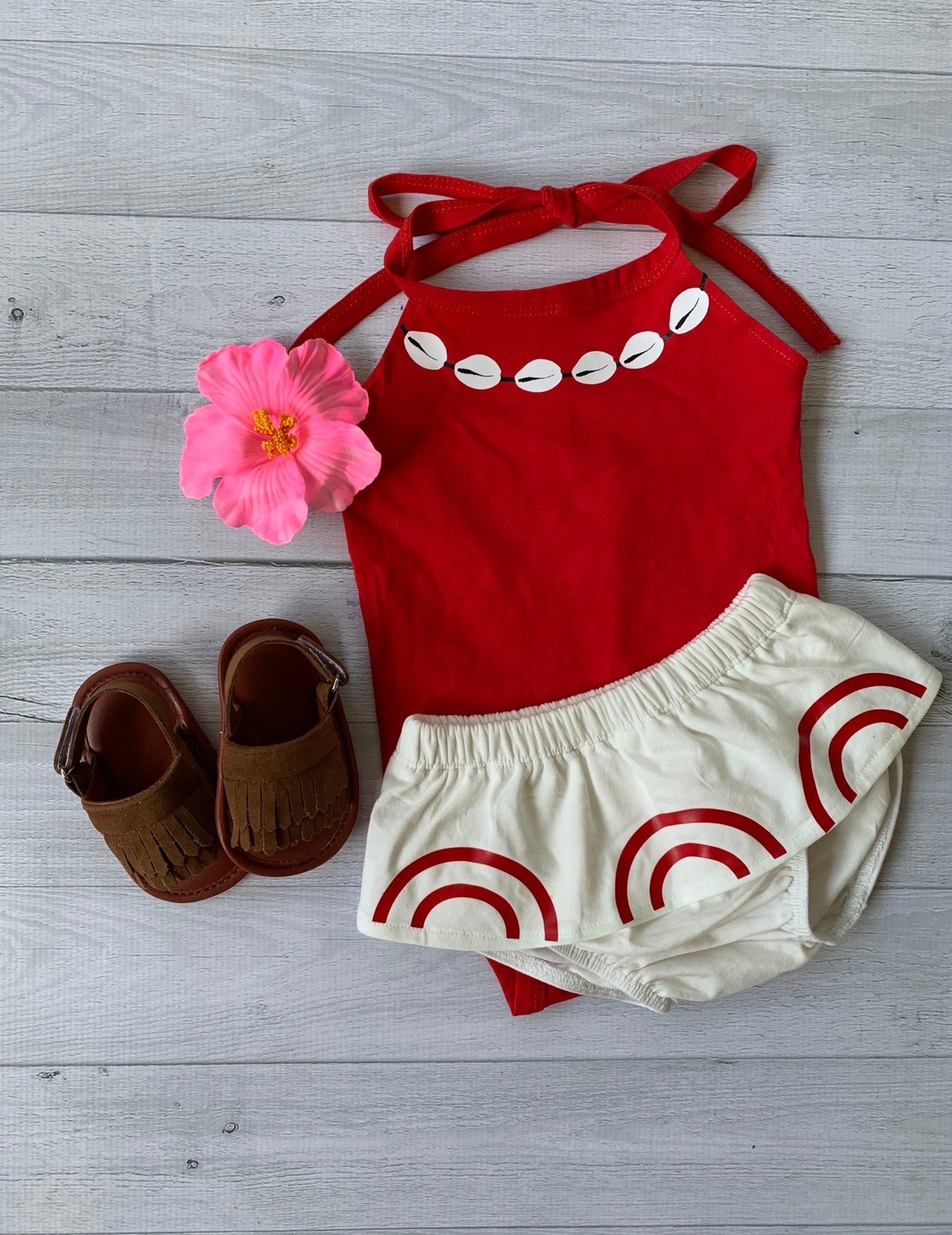 Princess Moana Inspired Baby Costume Disney Cream Bloomer Etsy