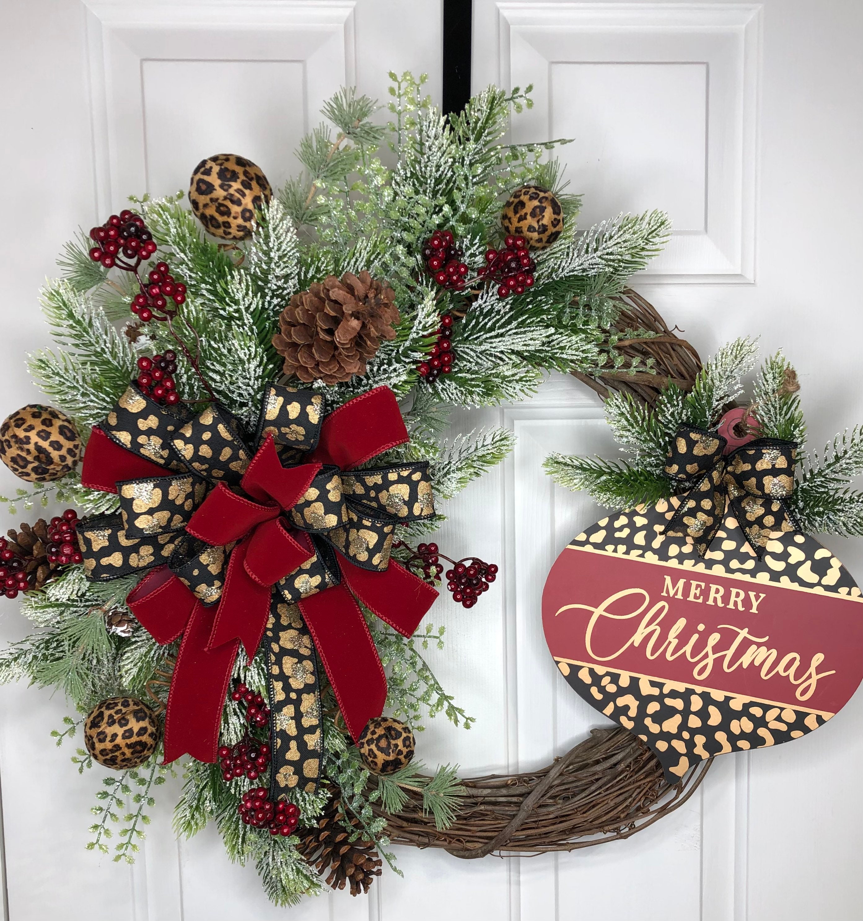 Leopard Print Christmas Ornament Wreath Leopard Christmas - Etsy