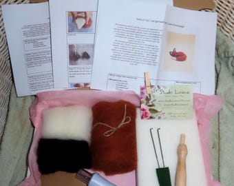 Needle Felting DIY Sleeping fox Kit: Beginner to Intermediate, Woodland Craft