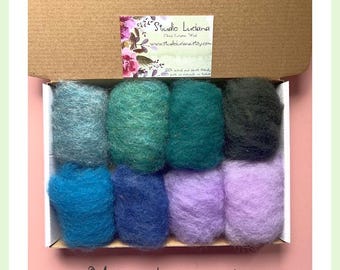 Needle Felting Kit: 'Mystical Swamp' Wool Batting, Natural Colors