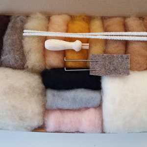 Needle Felting Starter Kit SMALL | Natural & Animal Colors | Wool Batting | Beginners Needle Felting Kit | DIY Felting Kit | Felt Kit